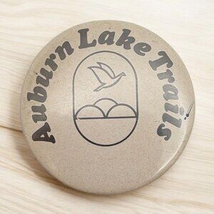 Vintage Auburn Lake Trails Pinback Button El Dorado CA Pin Bird over Mountains